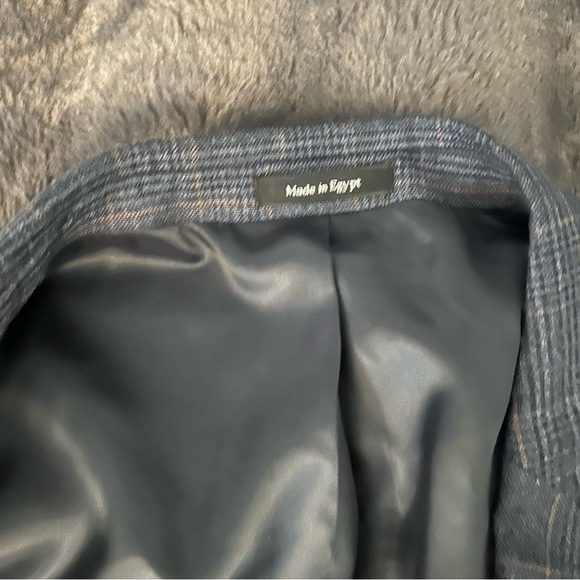 Joseph & Feiss Gold Wool 2 Button Blazer Navy Blue Plaid Pattern XL 44 R - Picture 7 of 14